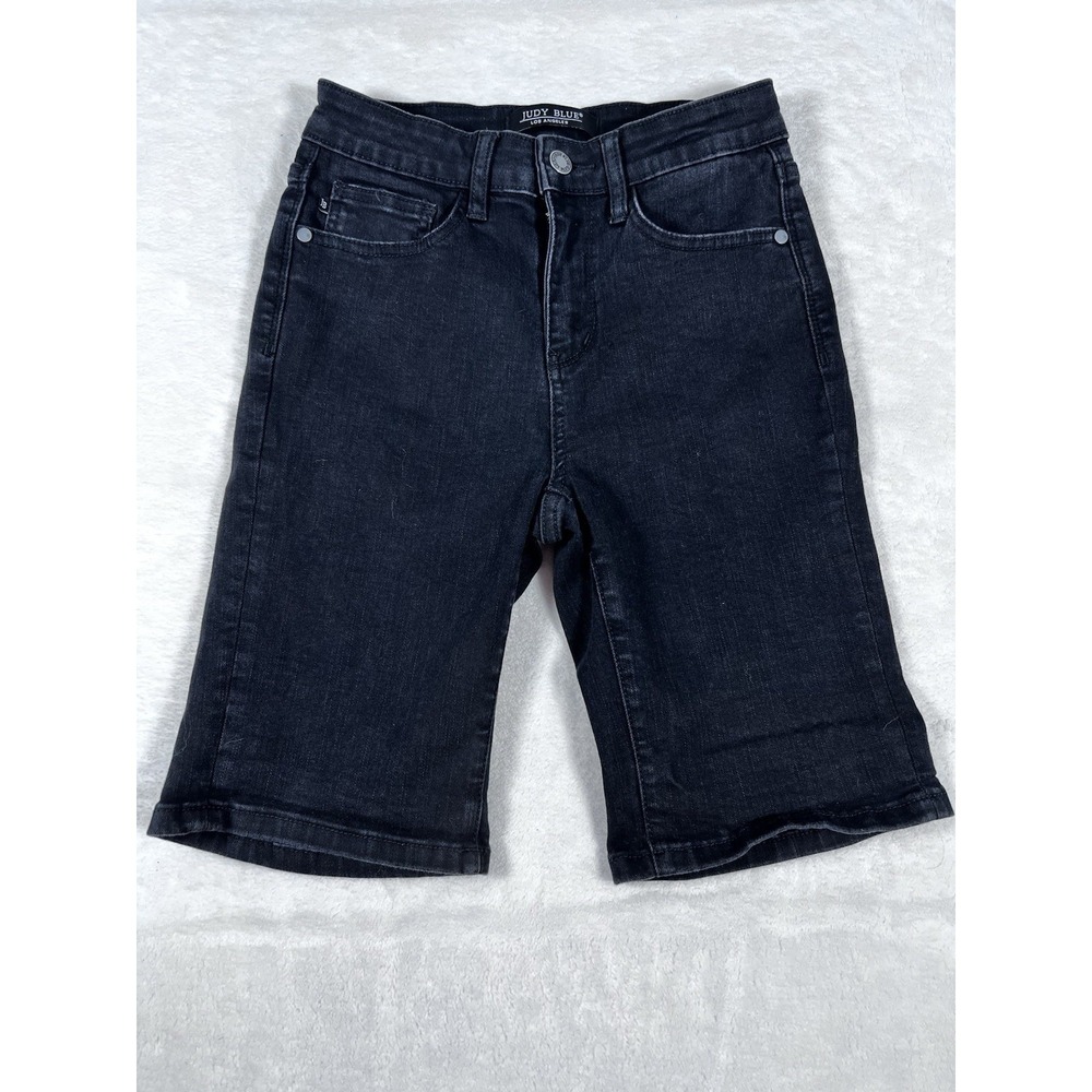 Judy Blue Shorts‎ Black Stretch Garment Dyed Bermuda High Rise Denim Women Small